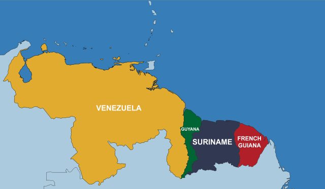 Map Oil Guyana Suriname Venezuala